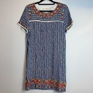 THML Embroidered Striped Dress